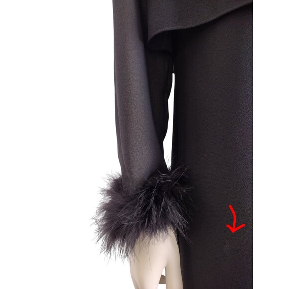 Vintage 1990s Patra Black Feather Cuff Cocktail Shift Dress Size 8P - Picture 9 of 12